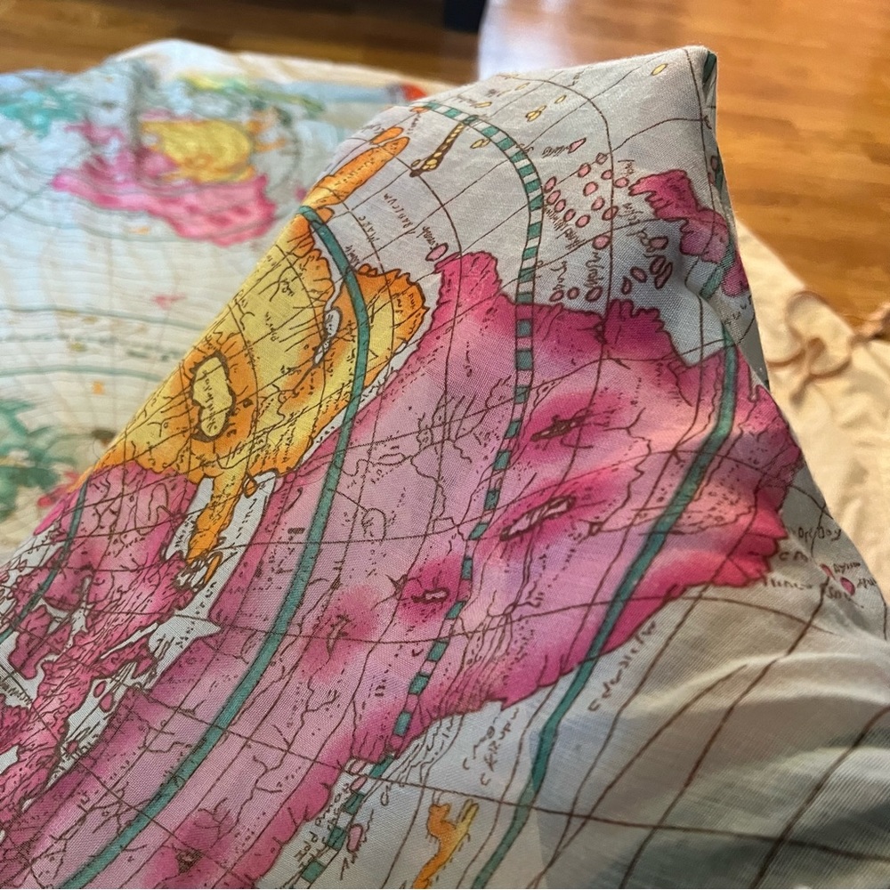 Unisex Large Rectangular Silk World Map Theme Sca… - image 5